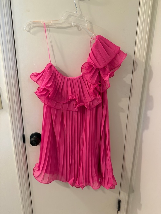 Flying Tomato Dresses & Skirts - Flying Tomato One-Shoulder Ruffle Pleated Camisole - Hot Pink